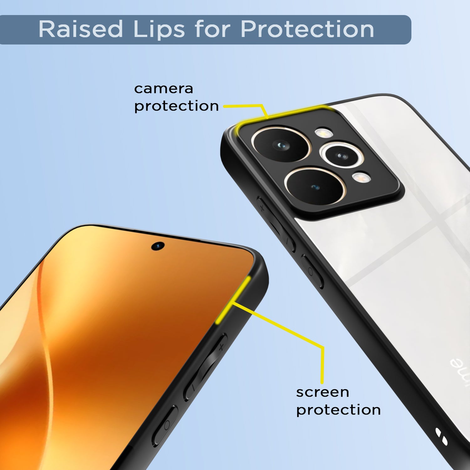 Pikkme Realme 15 pro 5G Eagle 2 Shockproof Crystal Clear Sleek Hybrid Armor Back cover (Black)