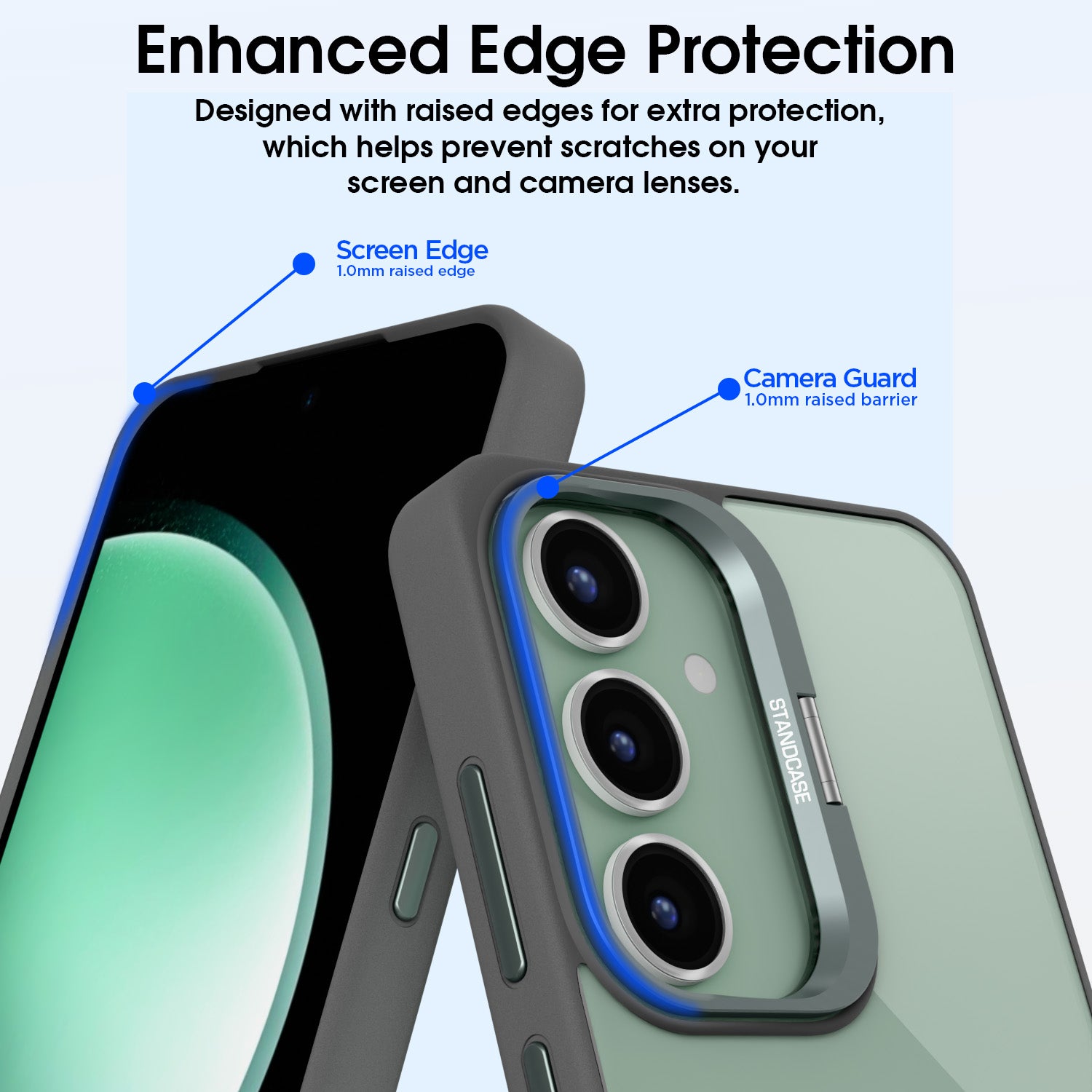 Pikkme Samsung Galaxy S23 FE 5G Bracket Stand Case with Camera Protection Rings Bumper case (Grey)