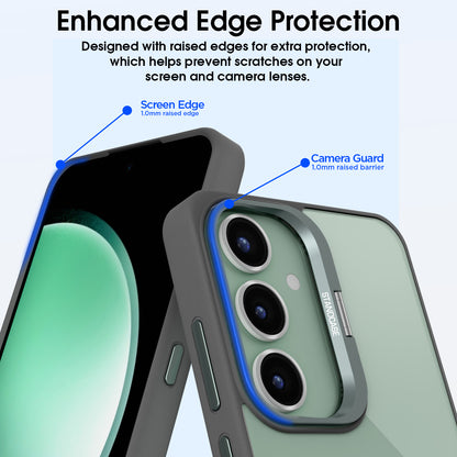Pikkme Samsung Galaxy S23 FE 5G Bracket Stand Case with Camera Protection Rings Bumper case (Grey)