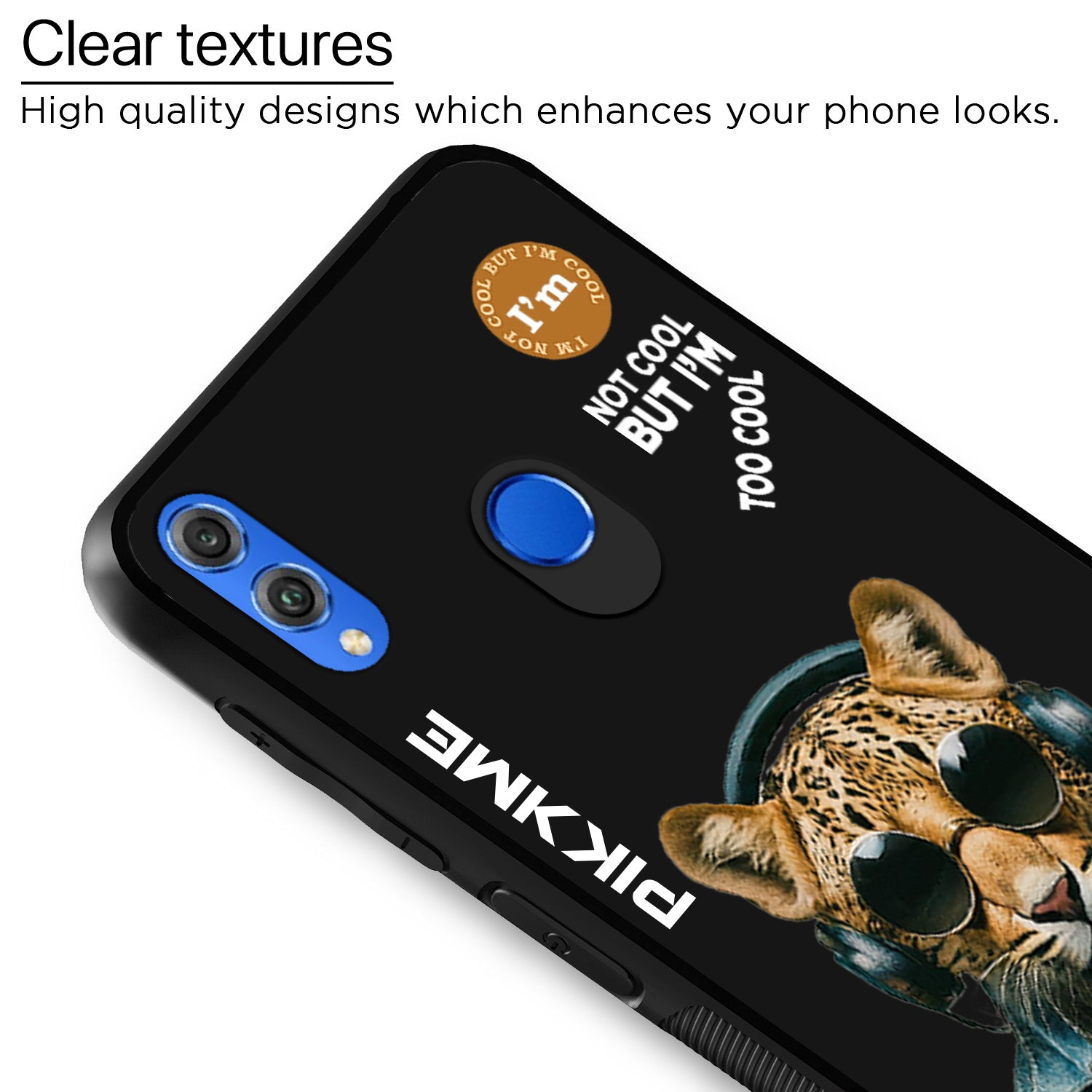 Pikkme Back Cover Pc Tpu + Printed Cool Funky Stylish Black Leopard Swag Raised Edges Camera Protection |Bumper Case For Honor 8X (Design 04)