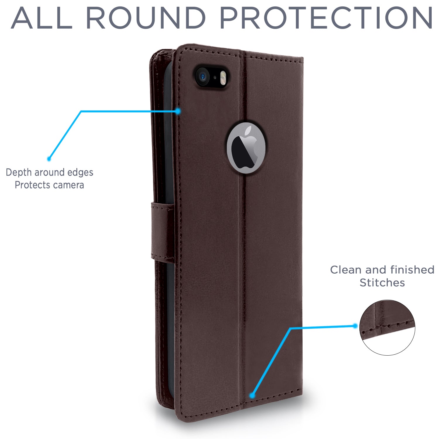 Pikkme iPhone 5 / 5s / Se Vintage Flip Cover (Coffee)