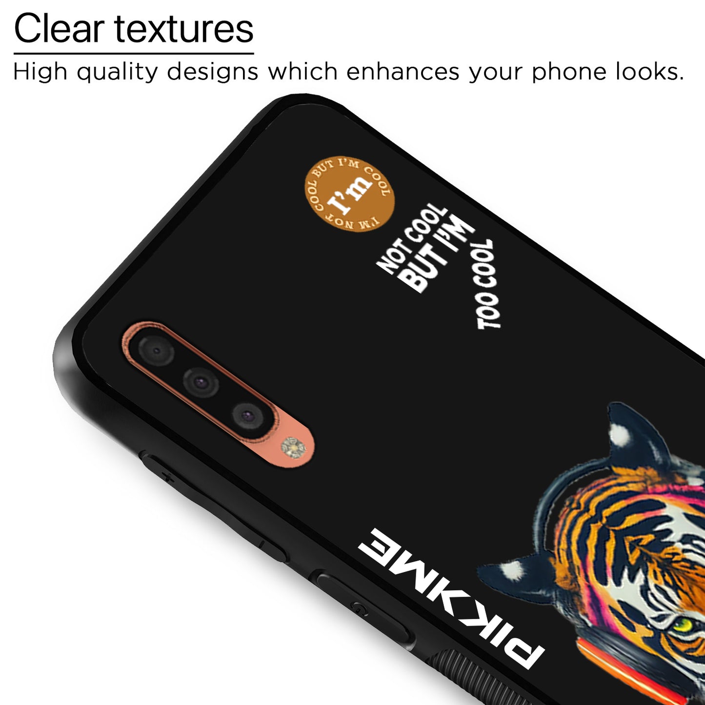 Pikkme Back Cover Pc Tpu + Printed Cool Funky Stylish Black Tiger Swag Raised Edges Camera Protection |Bumper Case For Samsung Galaxy A50 (Design 06)