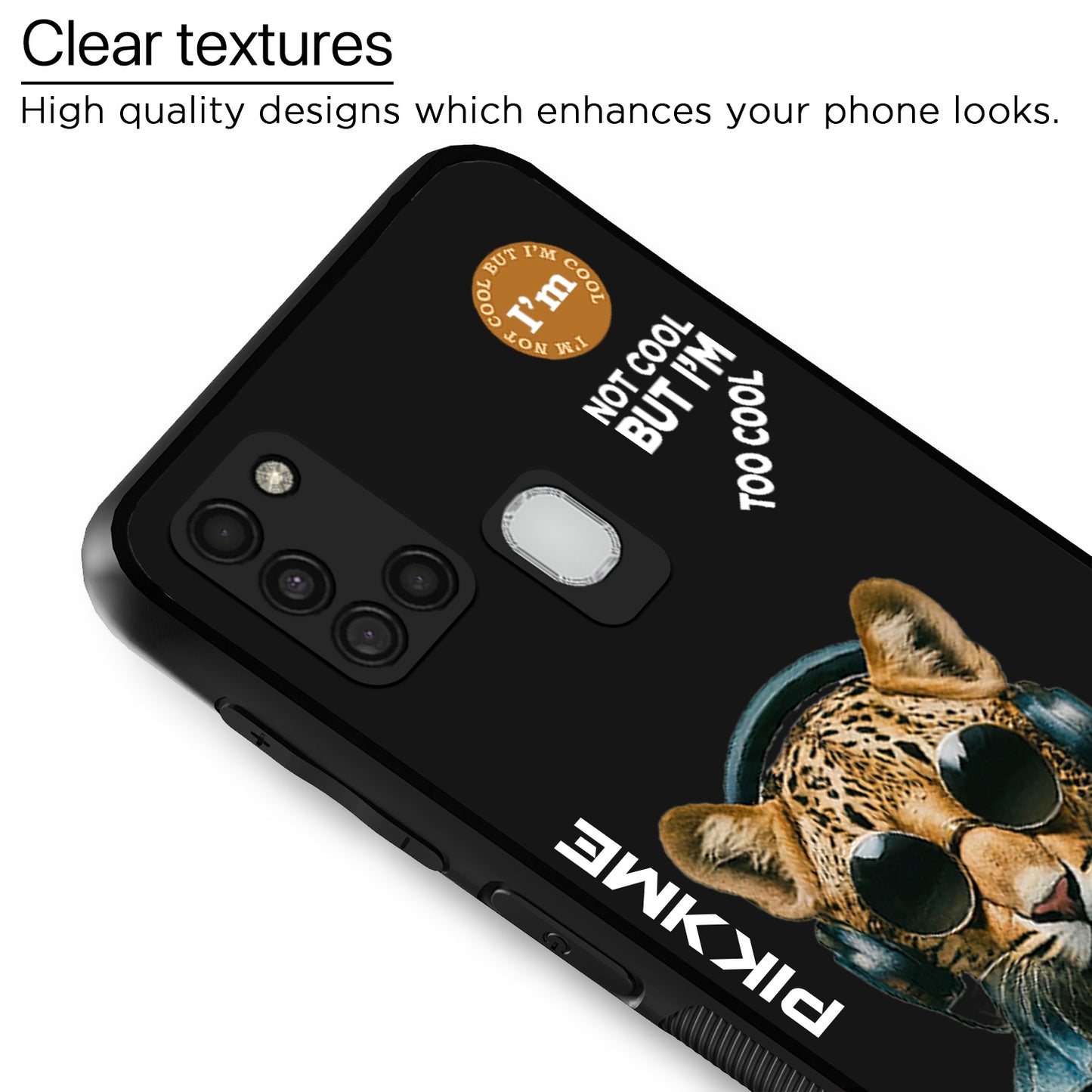 Pikkme Back Cover Pc Tpu + Printed Cool Funky Stylish Black Leopard Swag Raised Edges Camera Protection |Bumper Case For Samsung Galaxy A21S (Design 04)