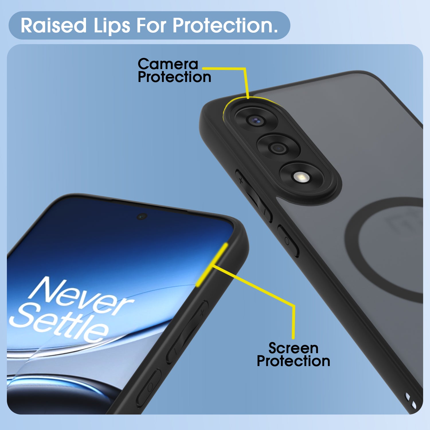 Pikkme Oneplus Nord 5 5G Eagle 2 Mag-Safe Smoke Shockproof Hard Transparent Back Cover (Black)