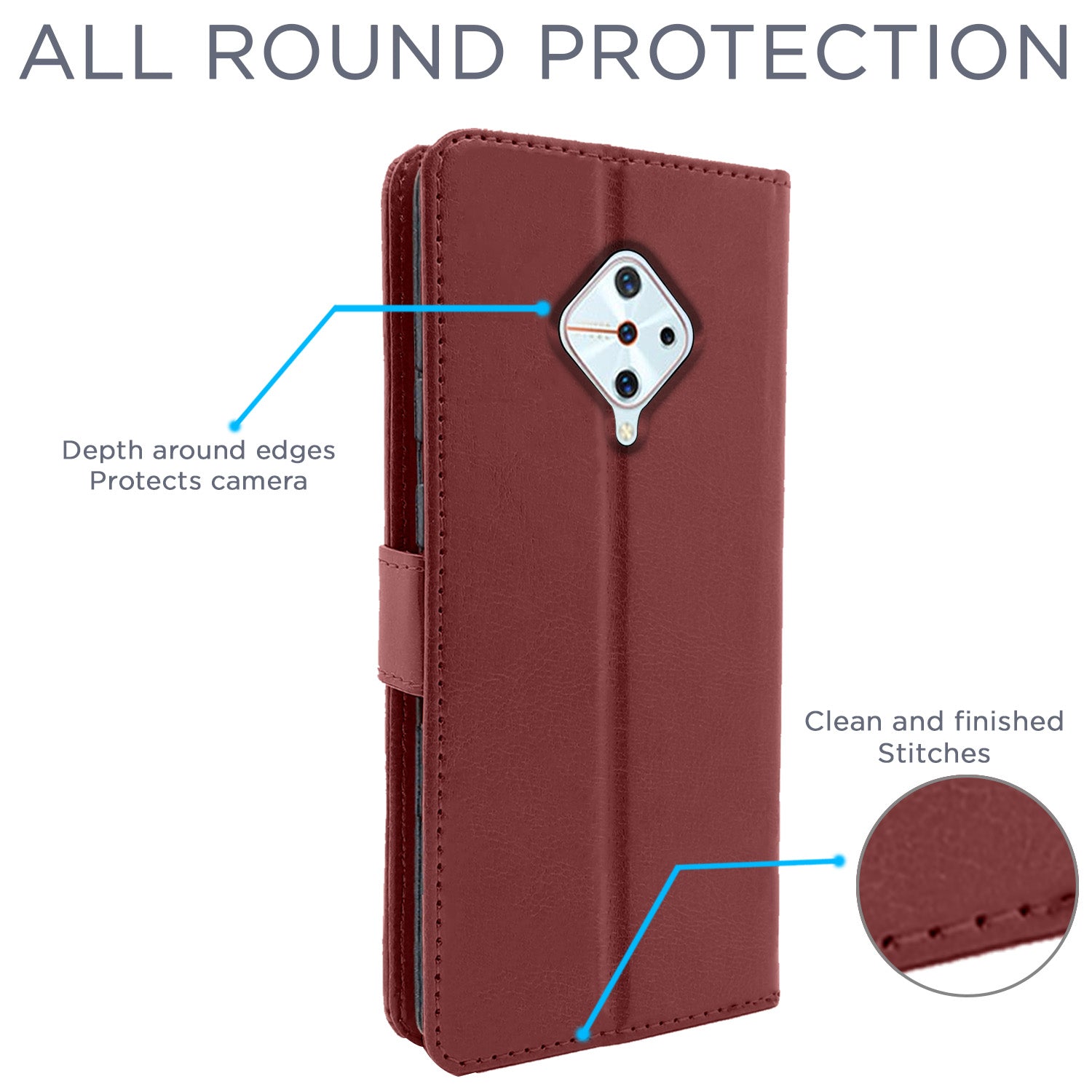 Pikkme Vivo S1 Pro Vintage Flip Cover | Brown