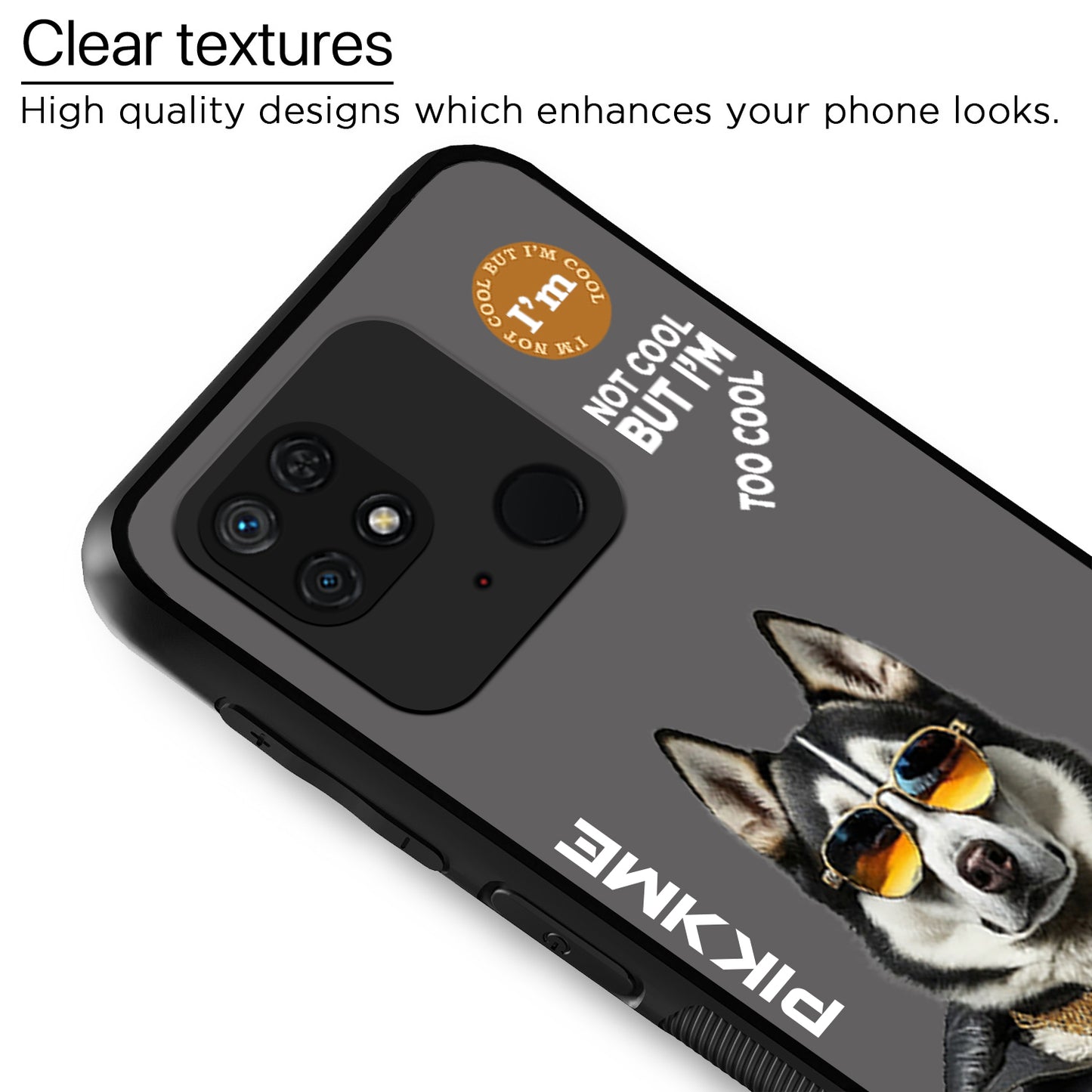 Pikkme Back Cover Pc Tpu + Printed Cool Funky Stylish Grey Dog Swag Raised Edges Camera Protection |Bumper Case For Redmi 10 (Design 02)