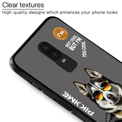 Pikkme Back Cover Pc Tpu + Printed Cool Funky Stylish Grey Dog Swag Raised Edges Camera Protection |Bumper Case For OnePlus 6 (Design 02)