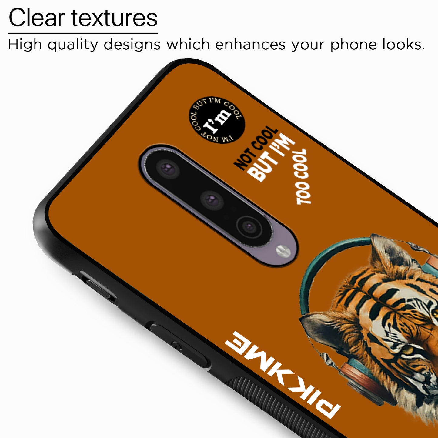 Pikkme Back Cover Pc Tpu + Printed Cool Funky Stylish Brown Tiger Swag Raised Edges Camera Protection |Bumper Case For OnePlus 8 (Design 09)