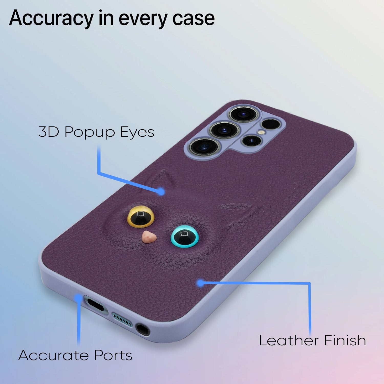 Pikkme Samsung Galaxy S23 Ultra 5G Kitty Back Cover (Purple)
