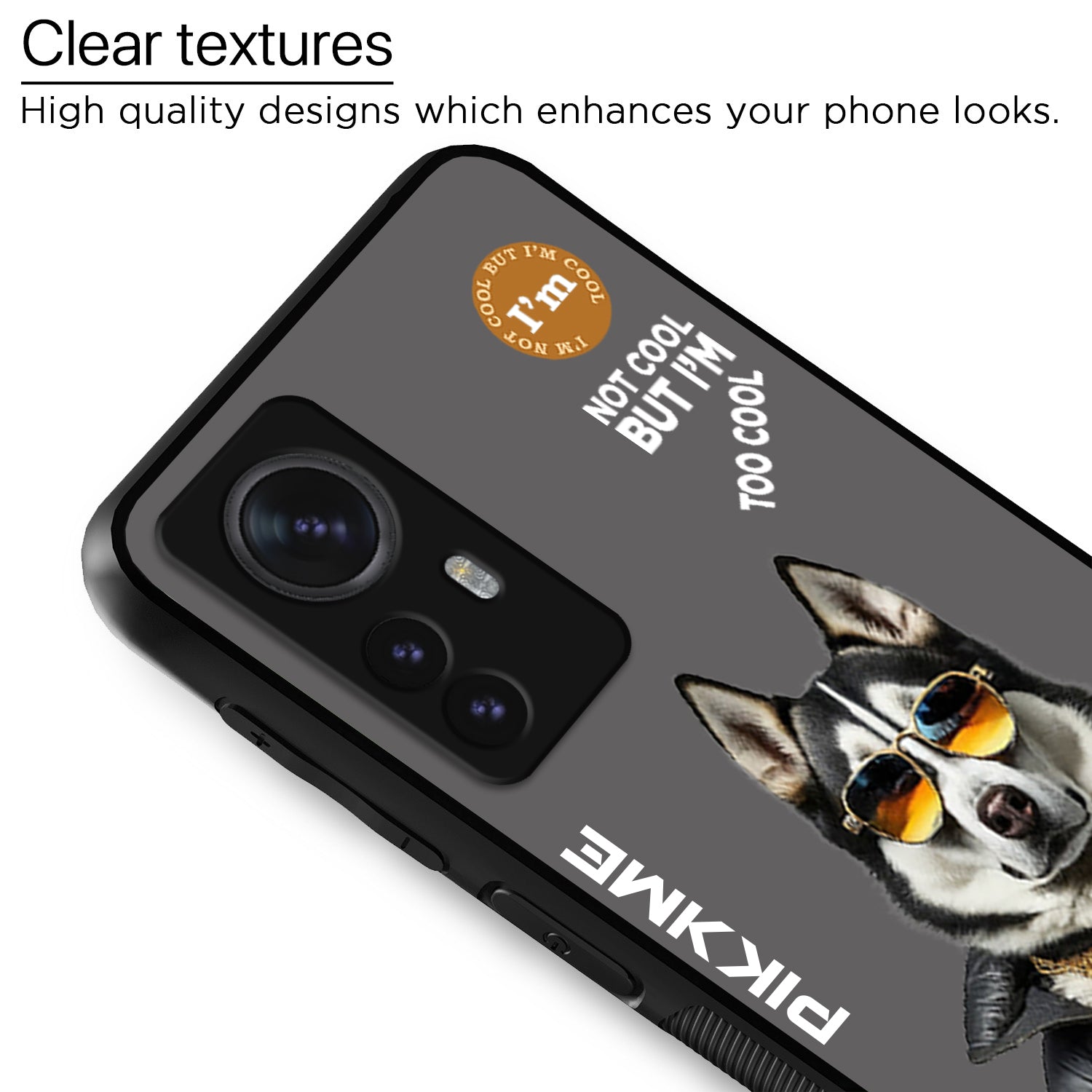 Pikkme Back Cover Pc Tpu + Printed Cool Funky Stylish Grey Dog Swag Raised Edges Camera Protection |Bumper Case For Xiaomi 12 Pro (Design 02)