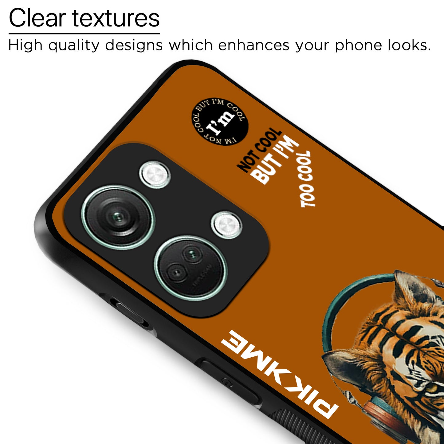 Pikkme Back Cover Pc Tpu + Printed Cool Funky Stylish Brown Tiger Swag Raised Edges Camera Protection |Bumper Case For OnePlus Nord 3 5G (Design 09)