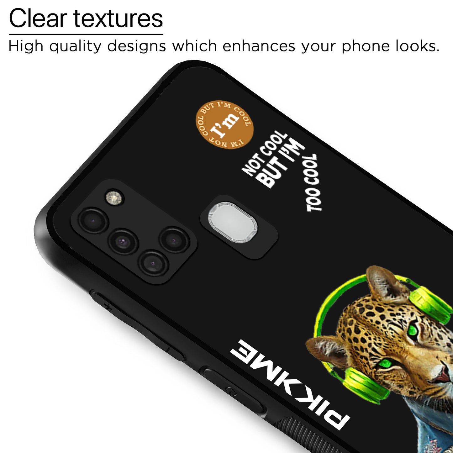 Pikkme Back Cover Pc Tpu + Printed Cool Funky Stylish Black Leopard Swag Raised Edges Camera Protection |Bumper Case For Samsung Galaxy A21S (Design 03)