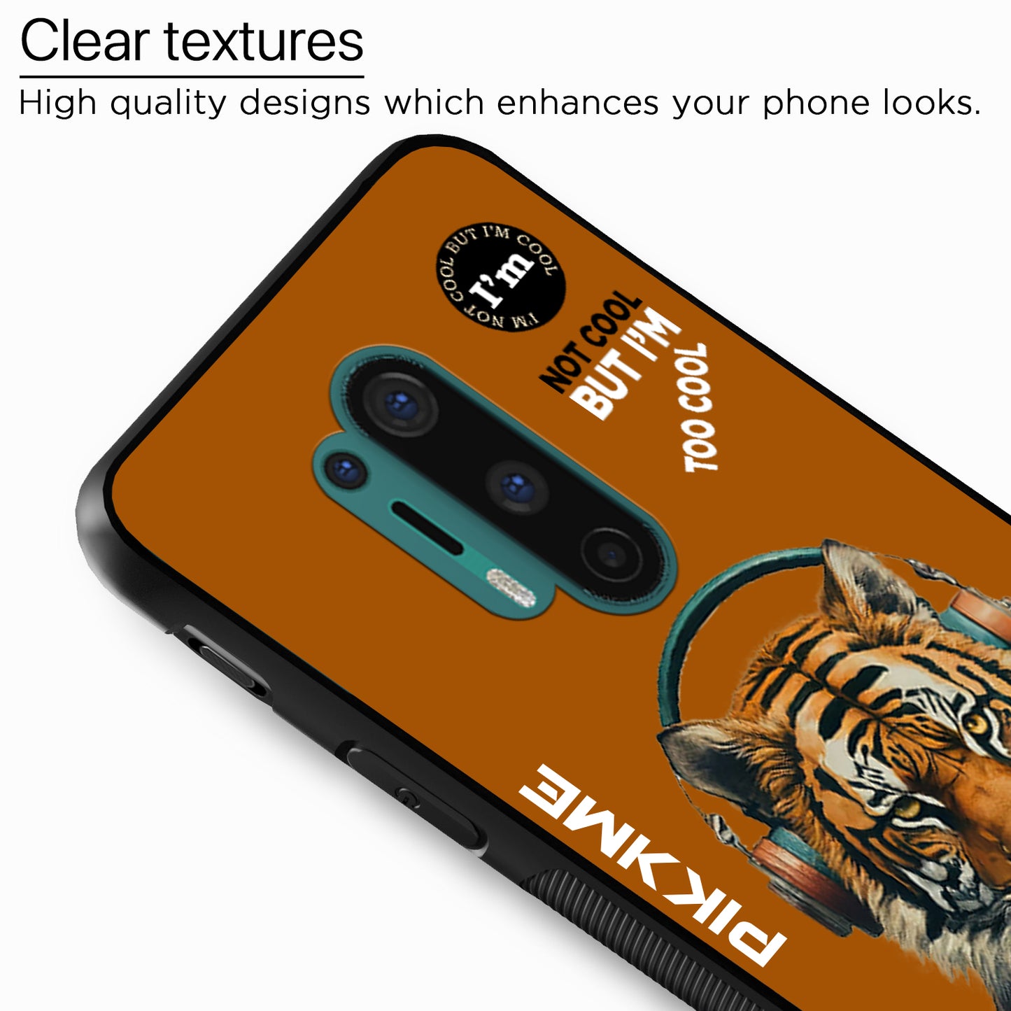 Pikkme Back Cover Pc Tpu + Printed Cool Funky Stylish Brown Tiger Swag Raised Edges Camera Protection |Bumper Case For OnePlus 8 Pro (Design 09)