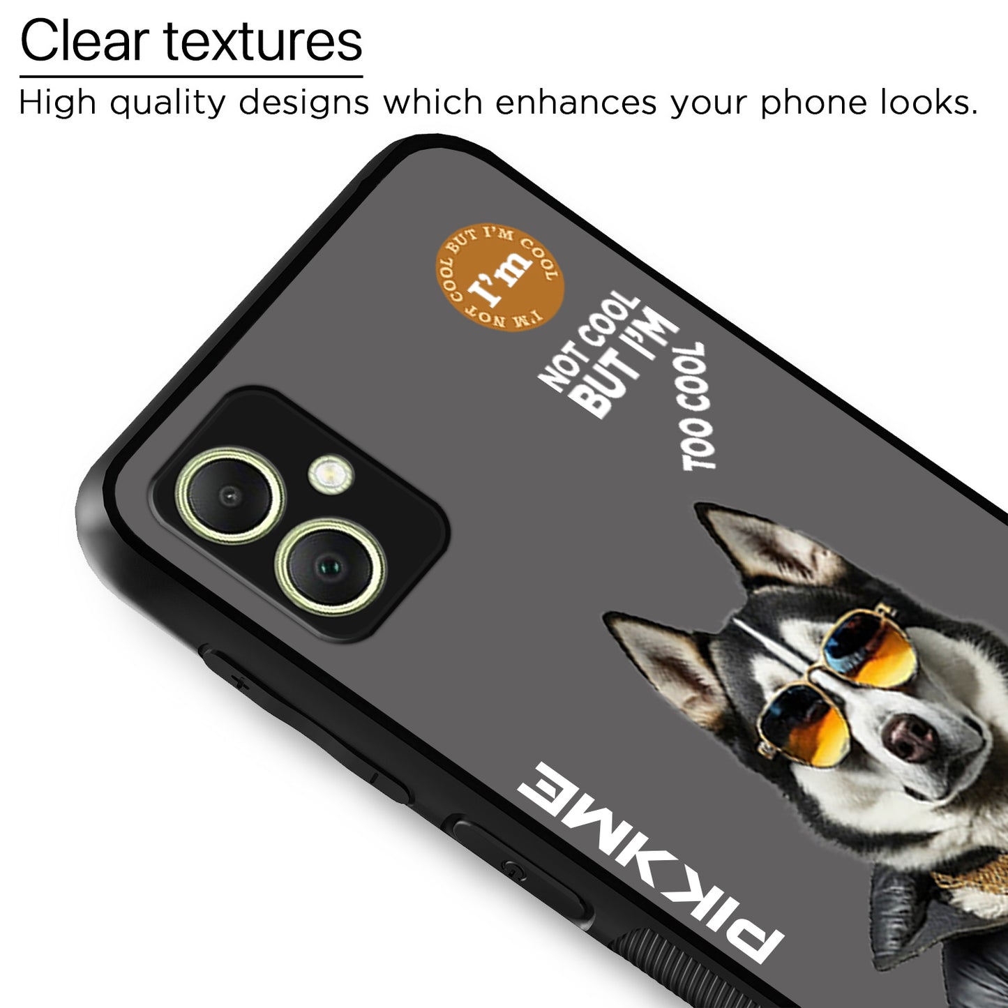 Pikkme Back Cover Pc Tpu + Printed Cool Funky Stylish Grey Dog Swag Raised Edges Camera Protection |Bumper Case For Samsung Galaxy A05 (Design 02)