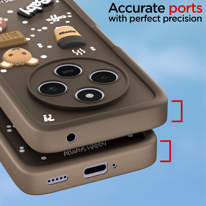 Pikkme Redmi A4 5G / Redmi 14C 5G / Poco C75 5G  Cute Fun Cartoon 3D Bear Coffee Back Cover (Brown)