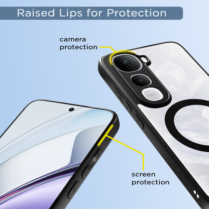 Pikkme Vivo Y400 5G Eagle 2 Mag-Safe Shockproof Hard Transparent Back Cover (Black)