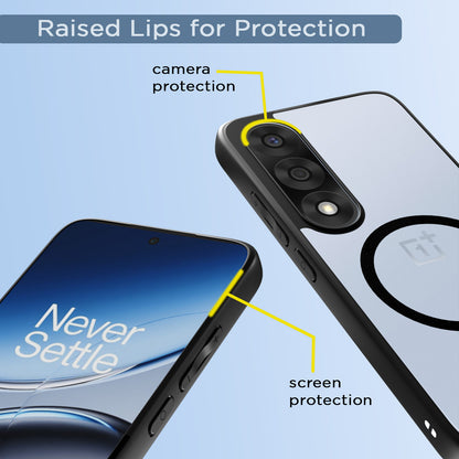 Pikkme OnePlus Nord 5 5G Eagle 2 Mag-Safe Shockproof Hard Transparent Back Cover (Black)