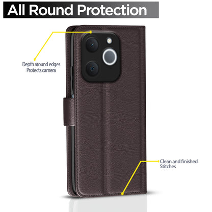 Pikkme Realme C71 5G Premium Leather Finish Vintage Flip Cover (Coffee)