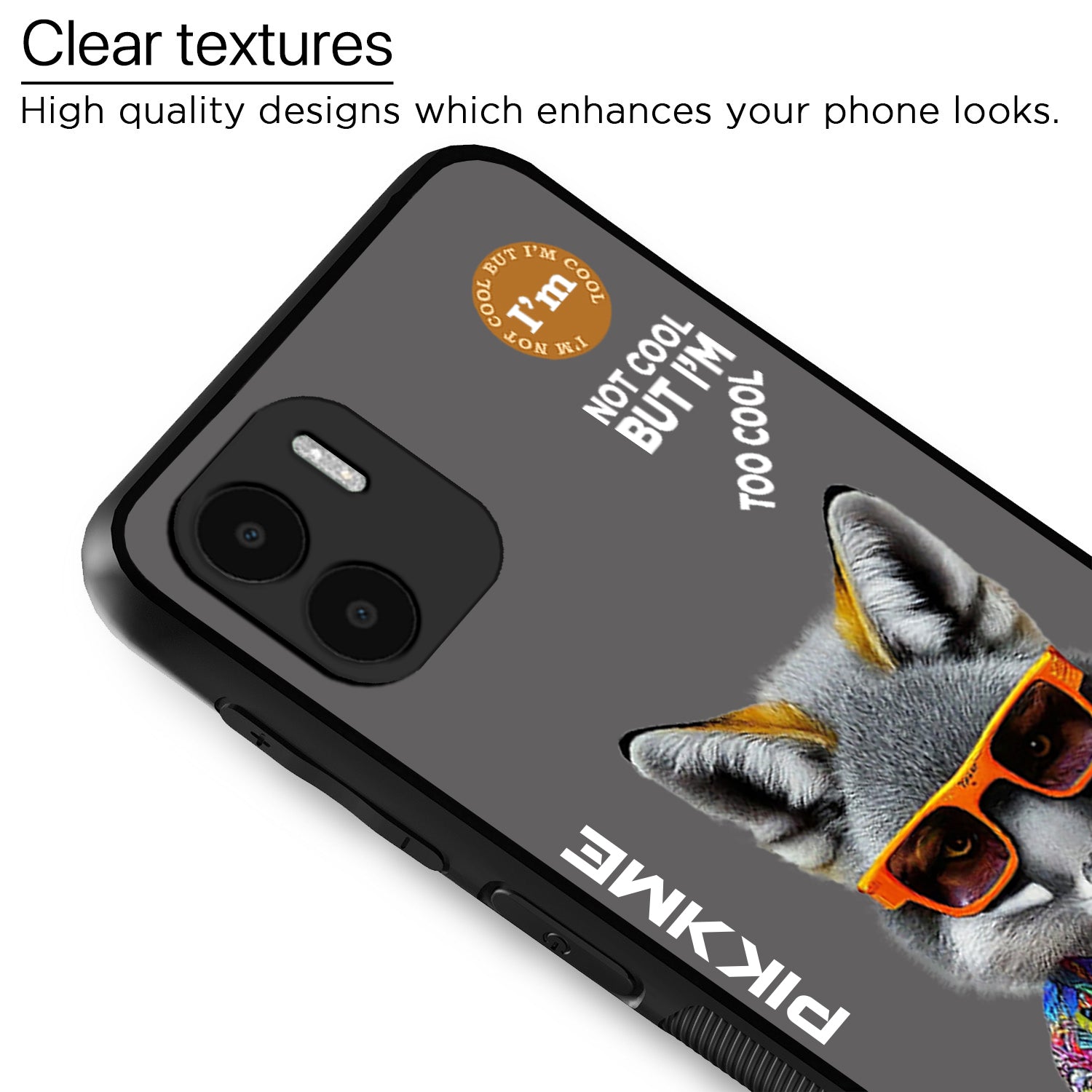 Pikkme Back Cover Pc Tpu + Printed Cool Funky Stylish Grey Wolf Swag Raised Edges Camera Protection |Bumper Case For Redmi A1 (Design 01)