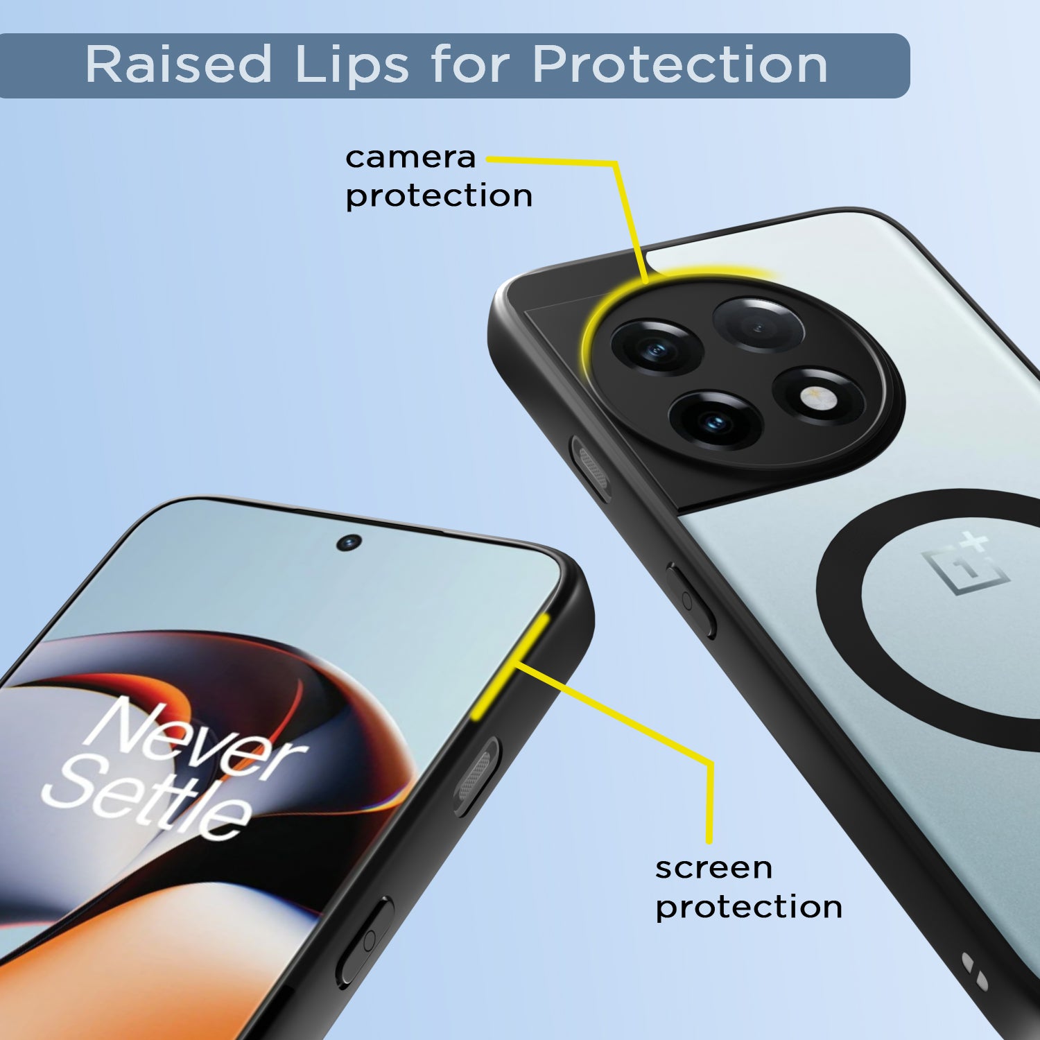 Pikkme OnePlus 11R 5G Eagle 2 Mag-Safe Shockproof Hard Transparent Back Cover (Black)