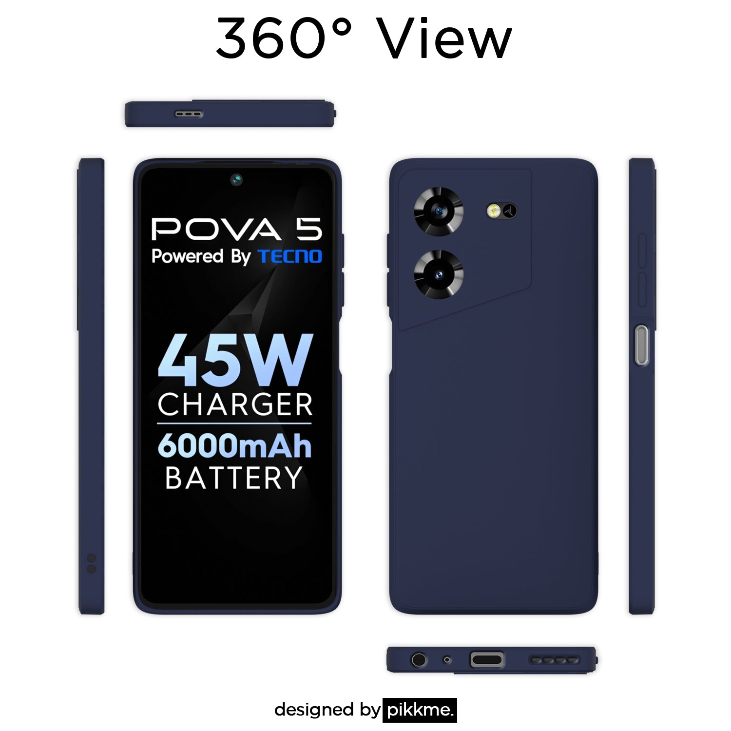Pikkme Techno Pova 5 / Techno Pova 5 Pro 5G Soft Matte Silicone Shockproof Case | Blue