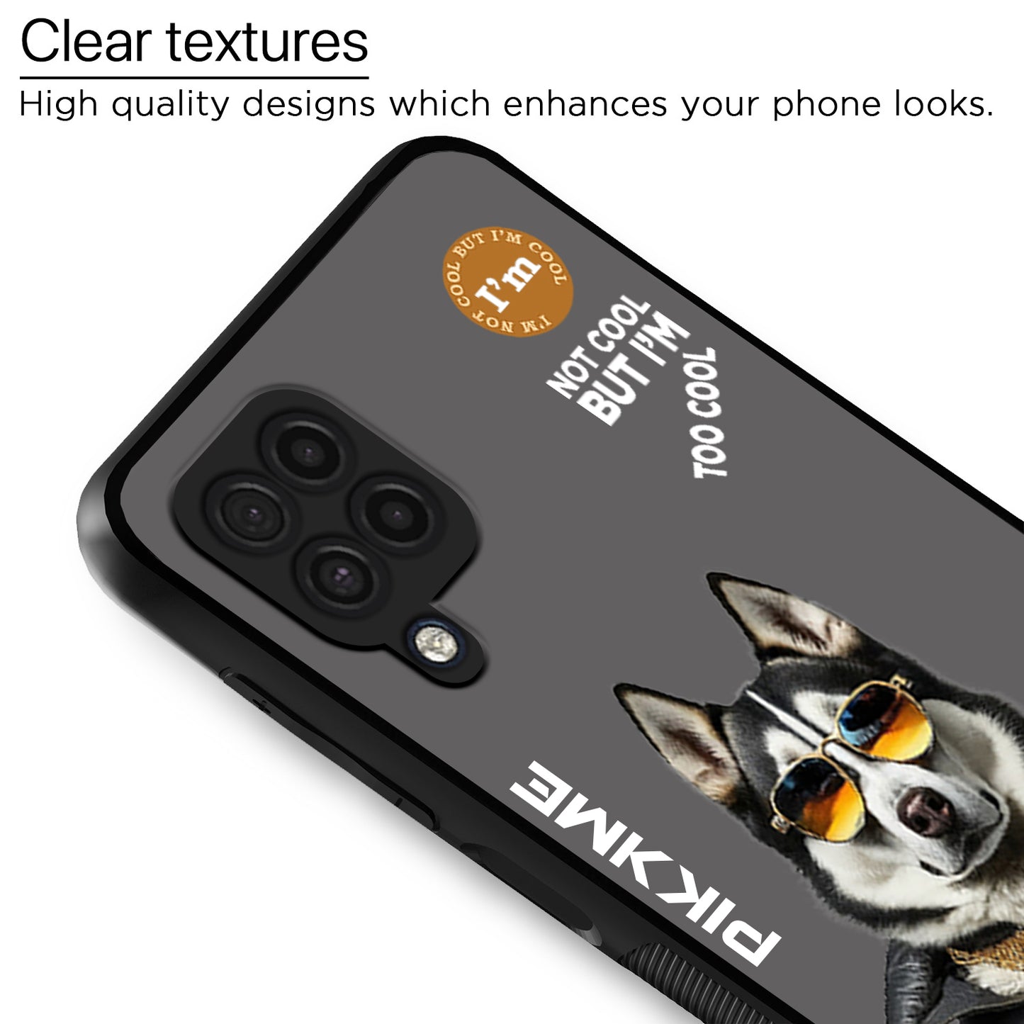 Pikkme Back Cover Pc Tpu + Printed Cool Funky Stylish Grey Dog Swag Raised Edges Camera Protection |Bumper Case For Samsung Galaxy M32 4G (Design 02)