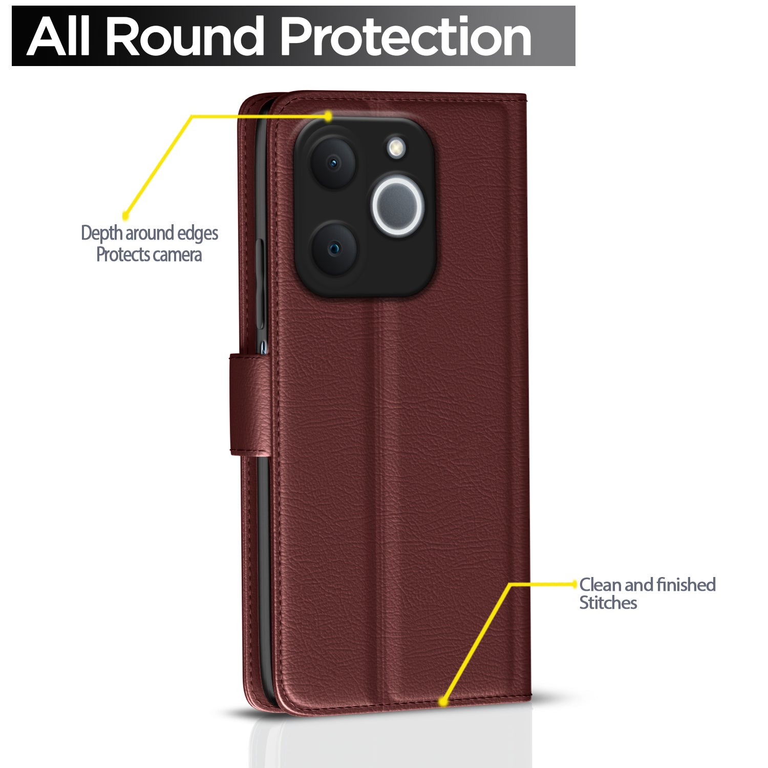Pikkme Realme C71 5G Premium Leather Finish Vintage Flip Cover (Brown)