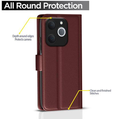 Pikkme Realme C71 5G Premium Leather Finish Vintage Flip Cover (Brown)