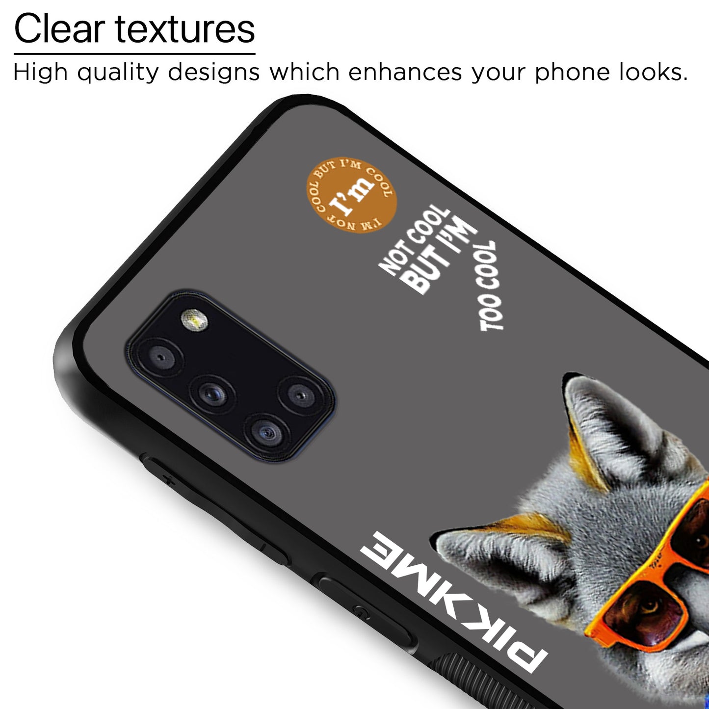 Pikkme Back Cover Pc Tpu + Printed Cool Funky Stylish Grey Wolf Swag Raised Edges Camera Protection |Bumper Case For Samsung Galaxy A31 (Design 01)