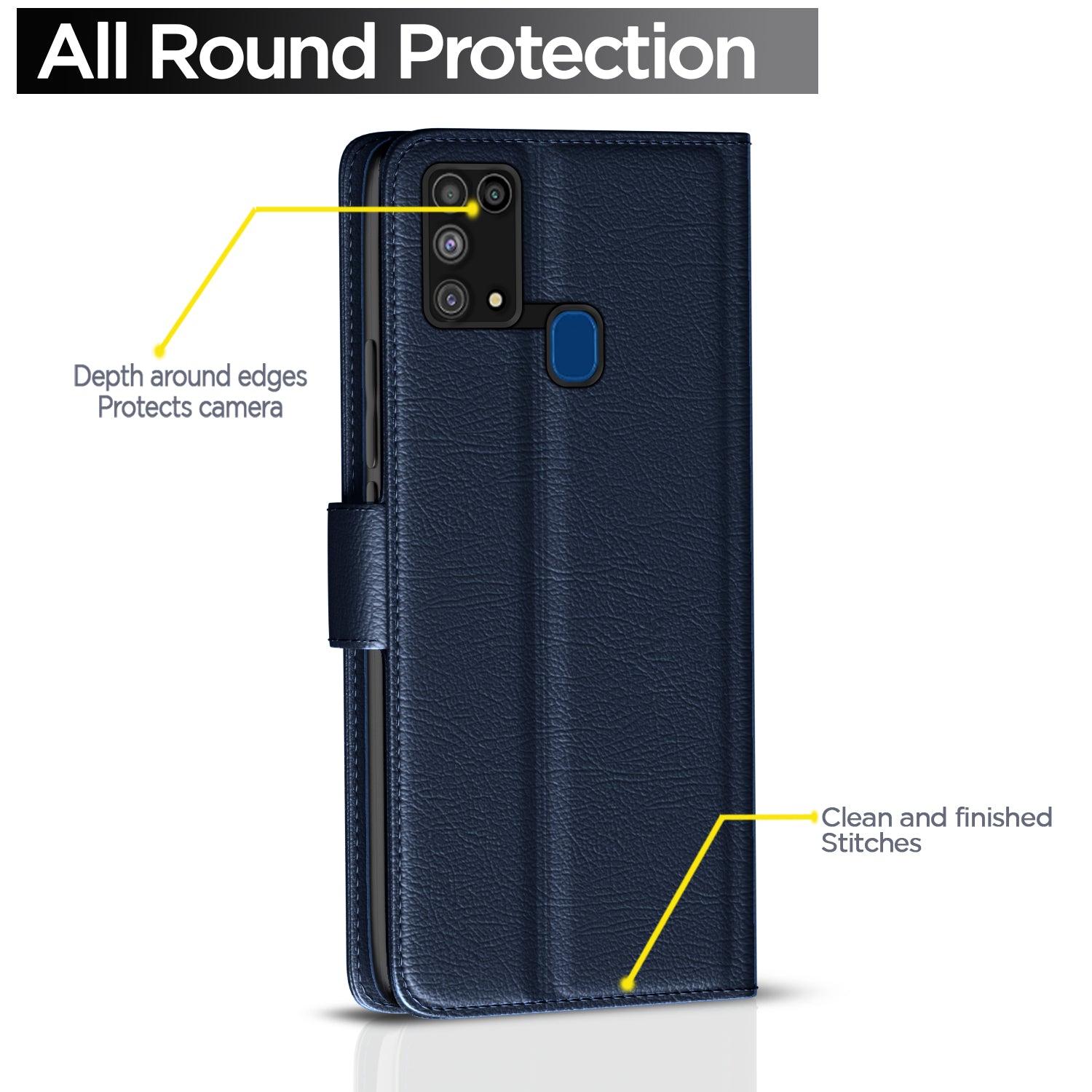 Pikkme Samsung Galaxy M31 / F41 / M31 Prime Button Flip Cover (Blue)