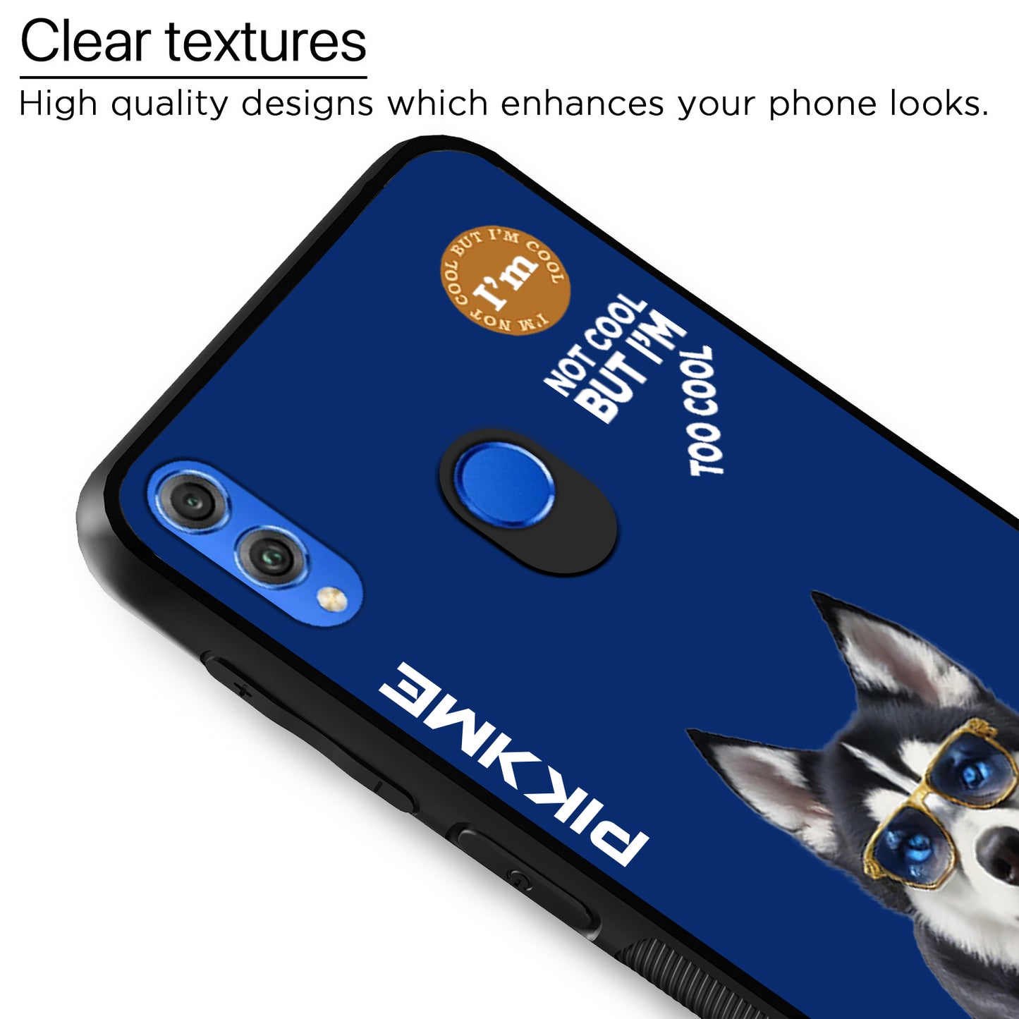 Pikkme Back Cover Pc Tpu + Printed Cool Funky Stylish Blue Dog Swag Raised Edges Camera Protection |Bumper Case For Honor 8X (Design 08)