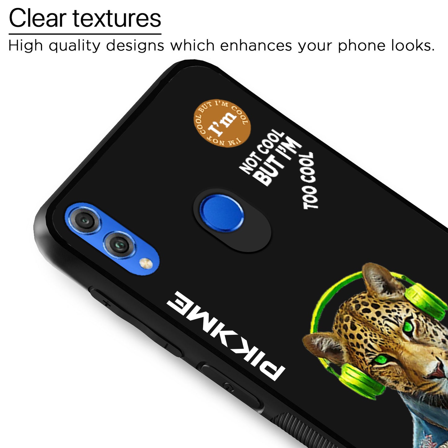 Pikkme Back Cover Pc Tpu + Printed Cool Funky Stylish Black Leopard Swag Raised Edges Camera Protection |Bumper Case For Honor 8X (Design 03)