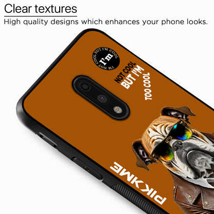 Pikkme Back Cover Pc Tpu + Printed Cool Funky Stylish Brown Dog Swag Raised Edges Camera Protection |Bumper Case For OnePlus 7 (Design 10)