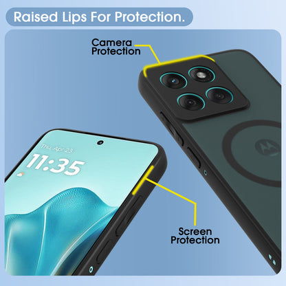 Pikkme Motorola Moto Edge 60 5G / Motorola Moto Edge 60 Fusion 5G Eagle 2 Mag-Safe Smoke Shockproof Hard Transparent Back Cover (Black)