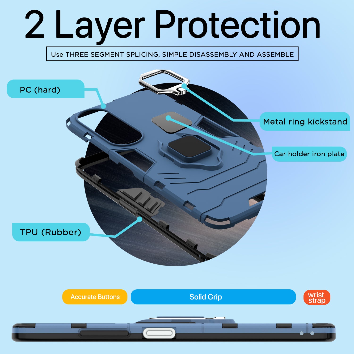 Pikkme Oppo K12x 5G D5 Tough Armor Back Cover (Blue)