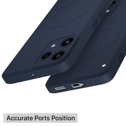 Pikkme Nothing Phone 3a Lite 5G Matte Silicone Mag-Safe Style logo (not mag-safe compatible) Back Cover (Blue)