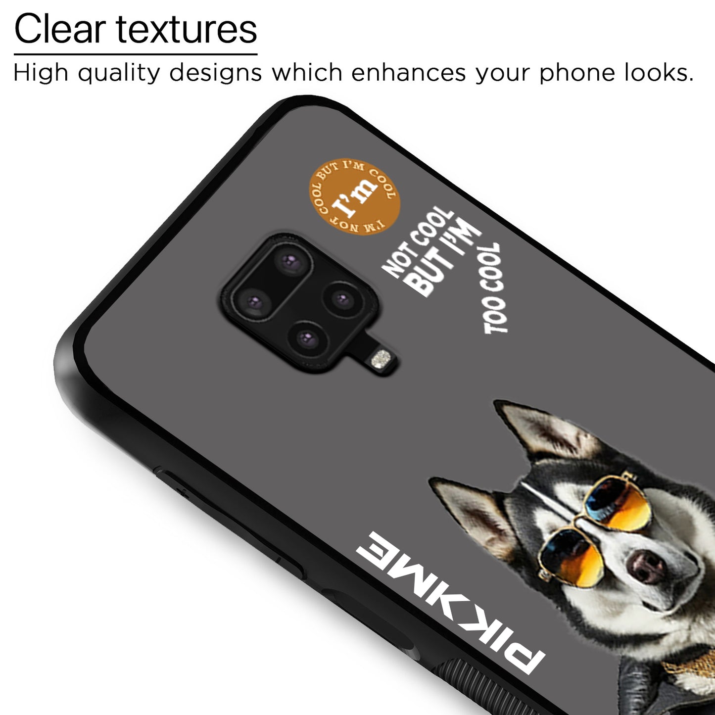 Pikkme Back Cover Pc Tpu + Printed Cool Funky Stylish Grey Dog Swag Raised Edges Camera Protection |Bumper Case For Redmi Note 9 Pro (Design 02)