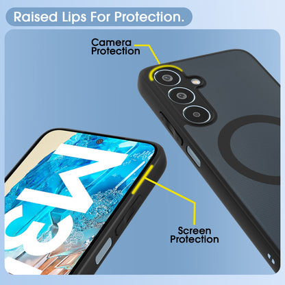 Pikkme Samsung Galaxy M35 5G Eagle 2 Mag-Safe Smoke Shockproof Hard Transparent Back Cover (Black)