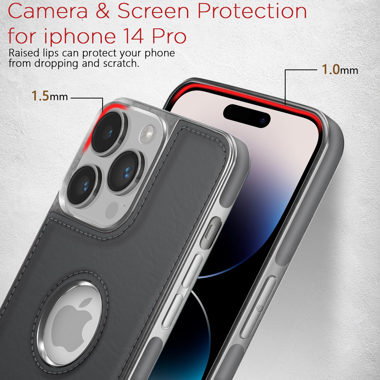 Pikkme iPhone 14 Pro Silver Electroplated Chrome Leather Back Cover (Gray)