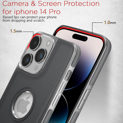 Pikkme iPhone 14 Pro Silver Electroplated Chrome Leather Back Cover (Gray)