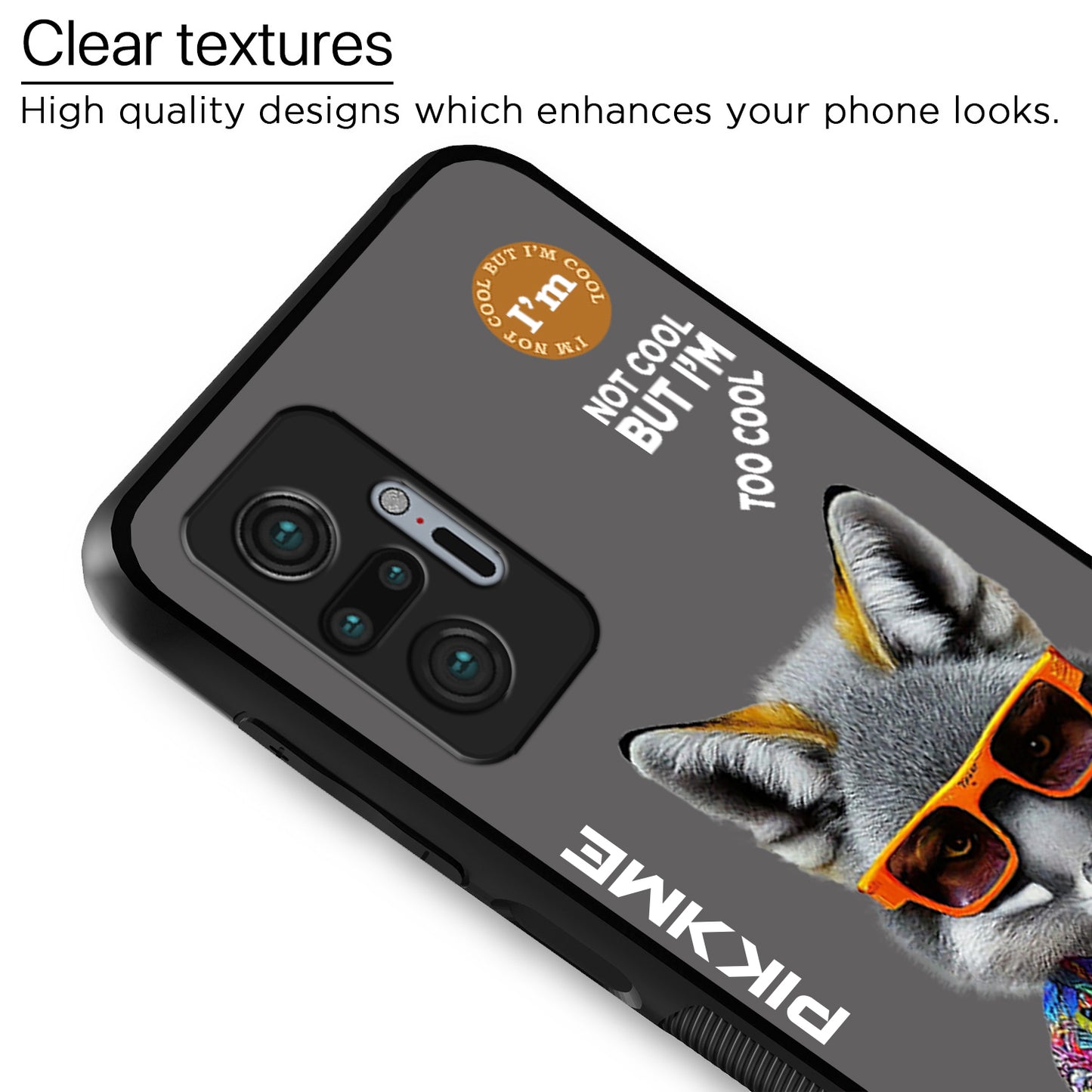 Pikkme Back Cover Pc Tpu + Printed Cool Funky Stylish Grey Wolf Swag Raised Edges Camera Protection |Bumper Case For Redmi Note 10 Pro (Design 01)