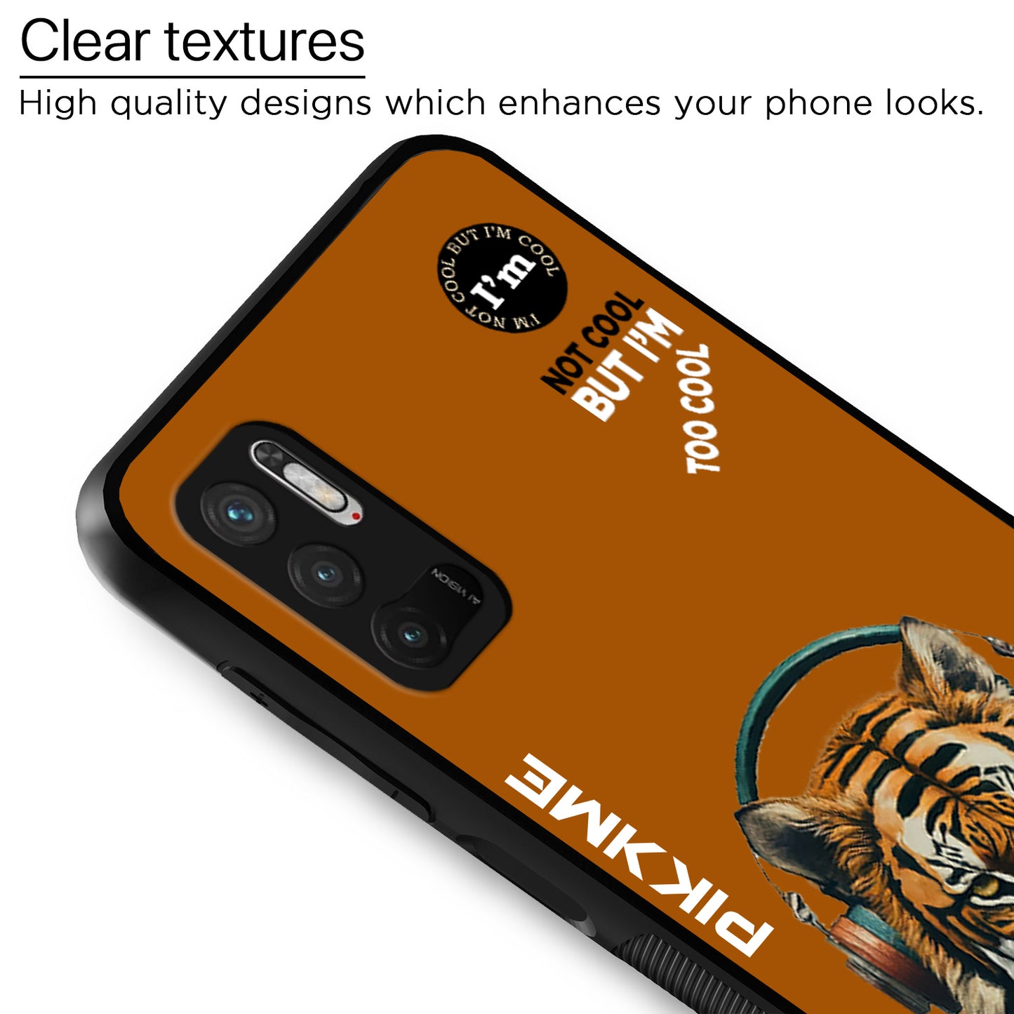 Pikkme Back Cover Pc Tpu + Printed Cool Funky Stylish Brown Tiger Swag Raised Edges Camera Protection |Bumper Case For Redmi Note 10T (Design 09)