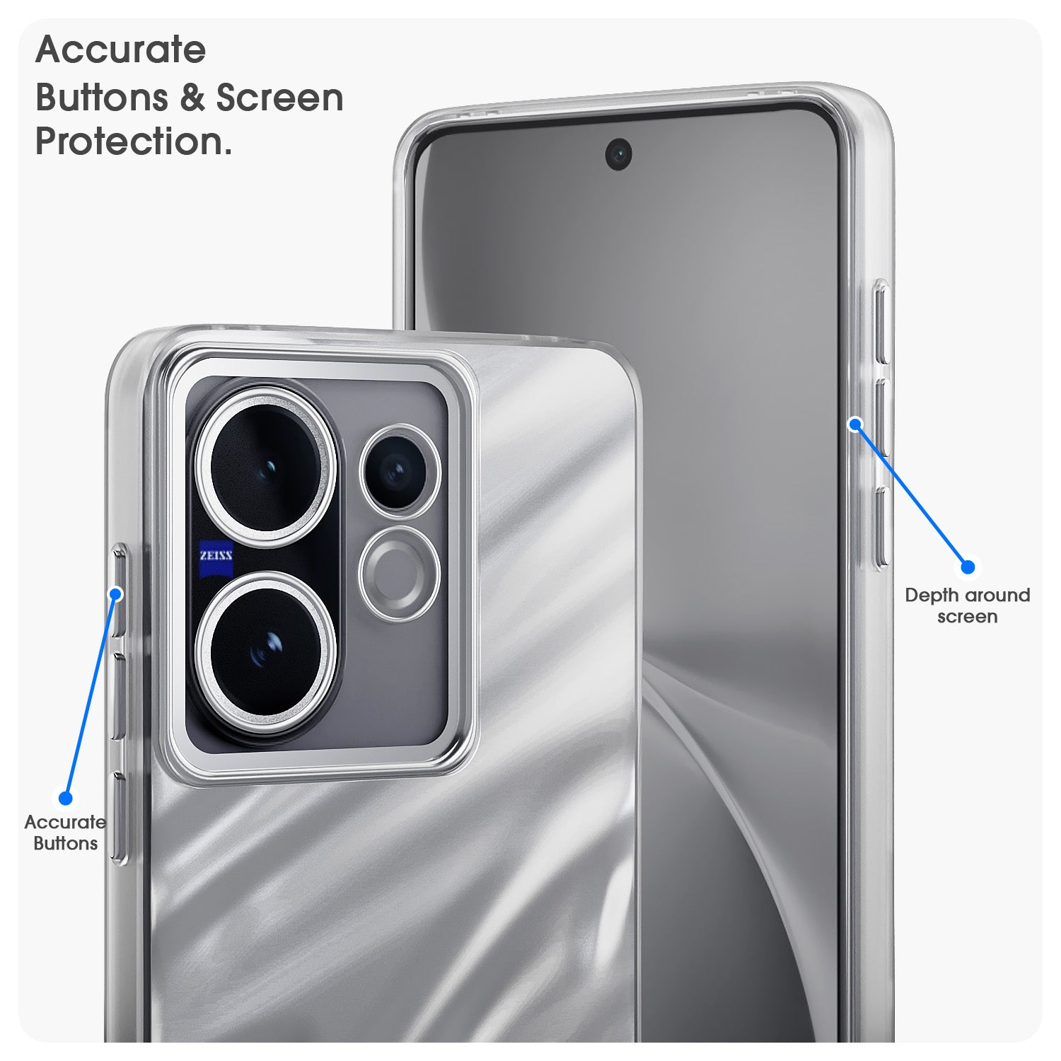 Pikkme Vivo V60 5G / Vivo T4 Pro 5G Swirl Design Silver Forest Back Cover  (Silver)