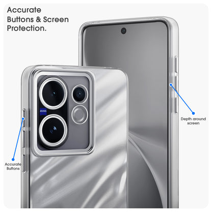 Pikkme Vivo V60 5G / Vivo T4 Pro 5G Swirl Design Silver Forest Back Cover  (Silver)