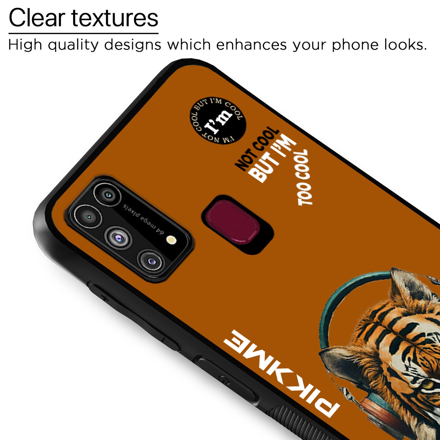 Pikkme Back Cover Pc Tpu + Printed Cool Funky Stylish Brown Tiger Swag Raised Edges Camera Protection |Bumper Case For Samsung Galaxy M31 (Design 09)