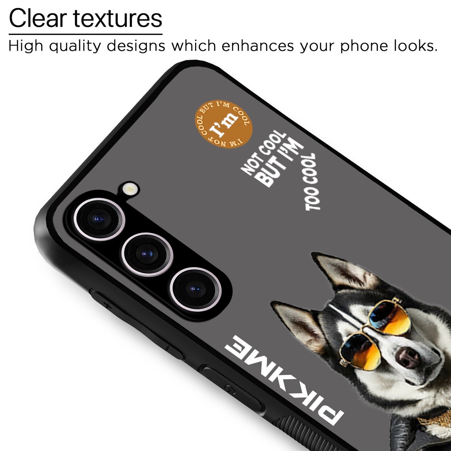 Pikkme Back Cover Pc Tpu + Printed Cool Funky Stylish Grey Dog Swag Raised Edges Camera Protection |Bumper Case For Samsung Galaxy S23 5G (Design 02)