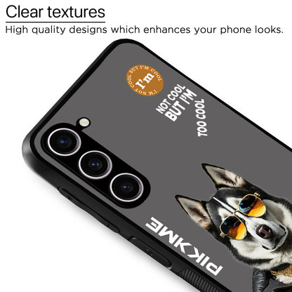 Pikkme Back Cover Pc Tpu + Printed Cool Funky Stylish Grey Dog Swag Raised Edges Camera Protection |Bumper Case For Samsung Galaxy S23 5G (Design 02)