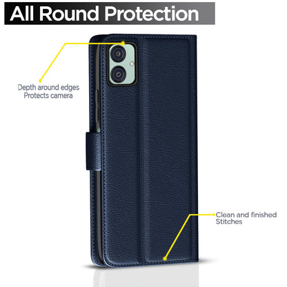 Pikkme Samsung Galaxy M04 / F04 / A04e Button Flip Cover (Blue)