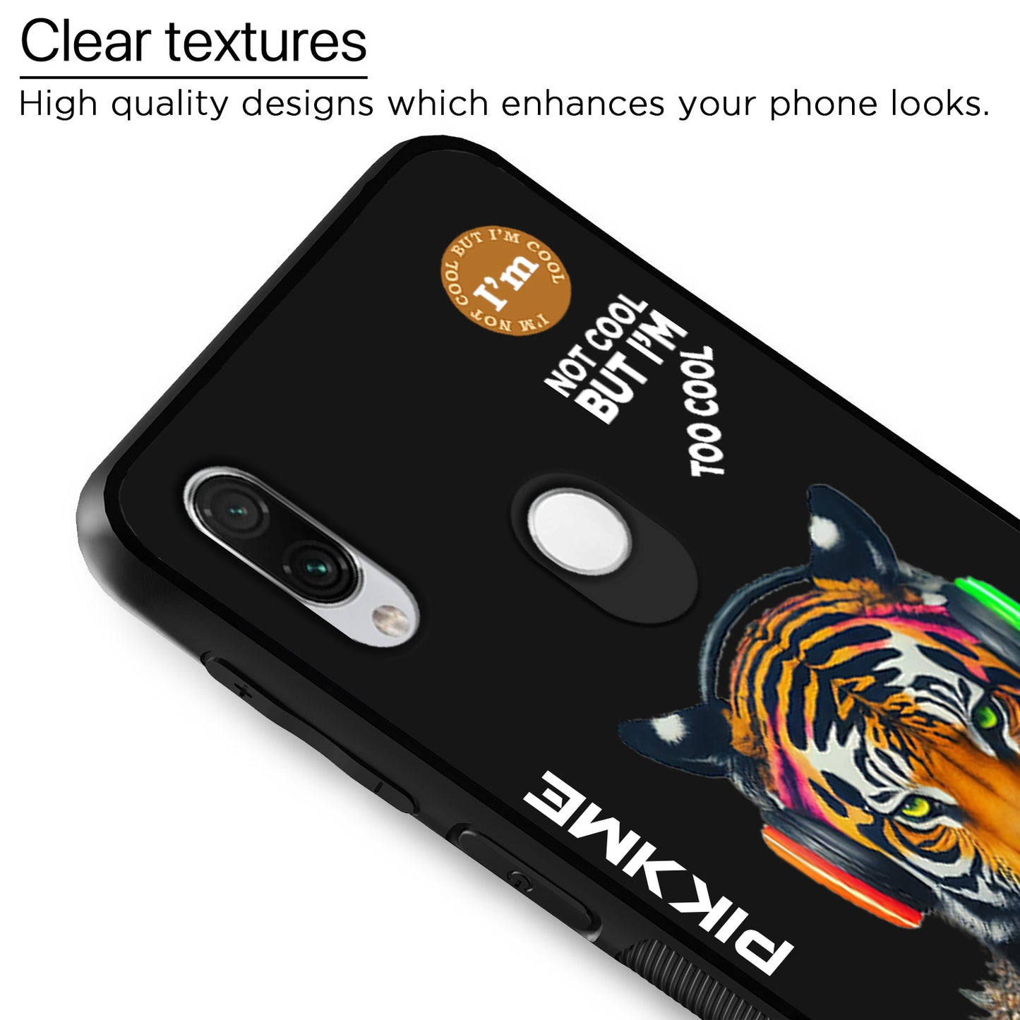 Pikkme Back Cover Pc Tpu + Printed Cool Funky Stylish Black Tiger Swag Raised Edges Camera Protection |Bumper Case For Redmi Note 7 Pro (Design 06)