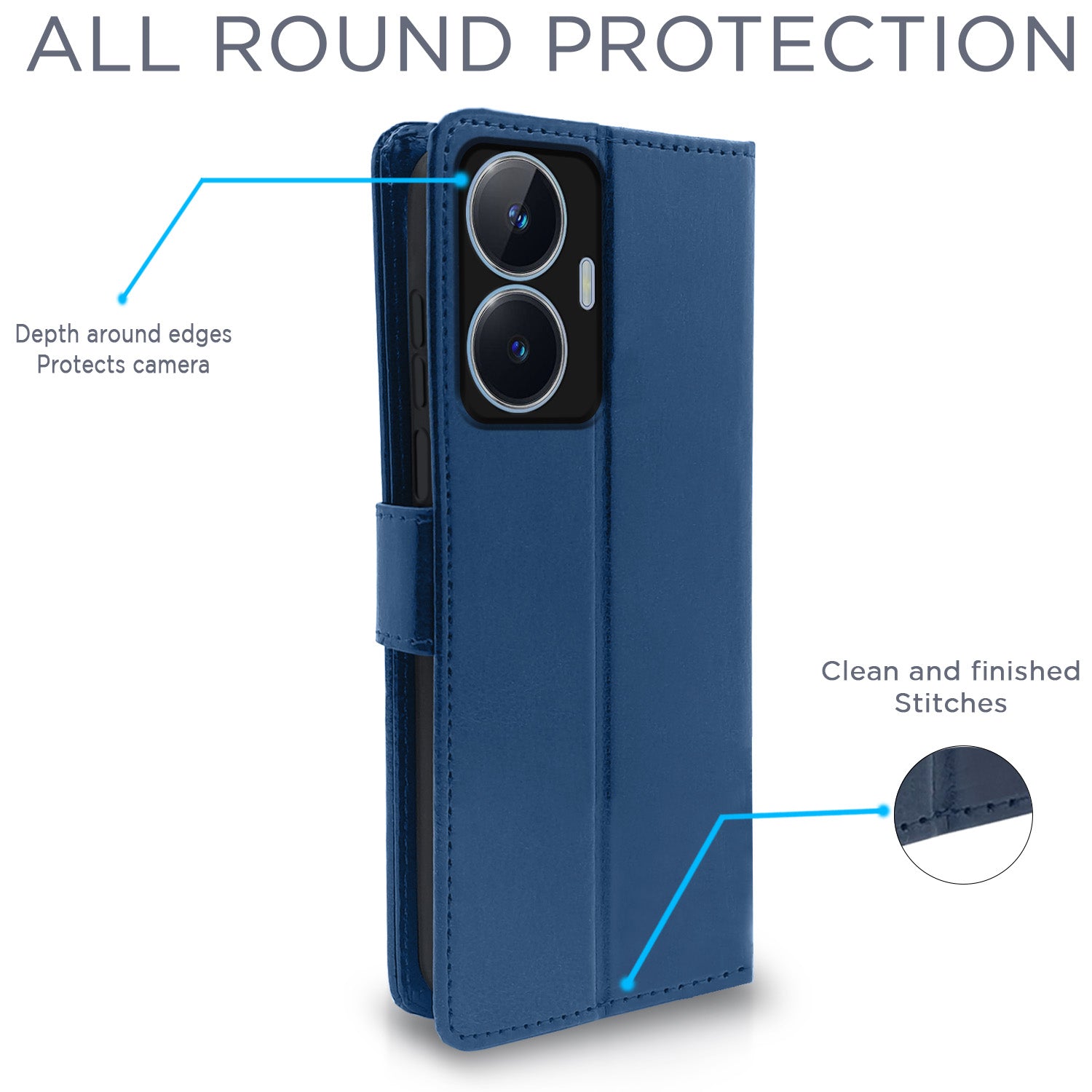 Pikkme Realme Narzo N55 / Realme C55 Vintage Flip Cover | Blue